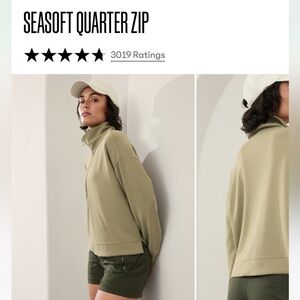 Athleta Olive Green quarter zip sea soft Pullover